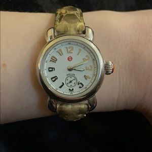 Michele Watch Small Round Face Gold Snake Strap